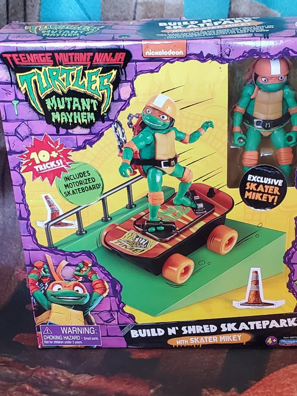 TMNT Mutant Mayhem Build N' Shred Skatepark w/Skater Mikey Playmate Toys NIB